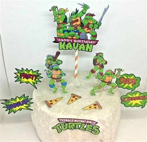 Personalised With Name Teenage Mutant Ninja Turtles Tmnt Cake Topper Decorations Ninja Turtles