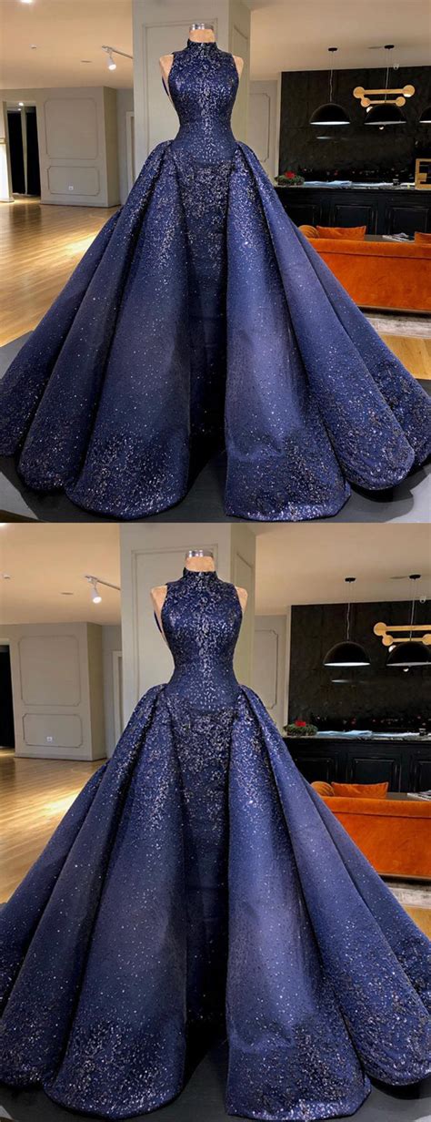 Royal Blue Sparkly Bead Ball Gown Gorgeous Prom Dresses Pd00142 Alinebridal