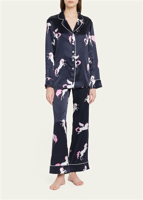 Olivia Von Halle Lila Printed Silk Pajama Set Editorialist