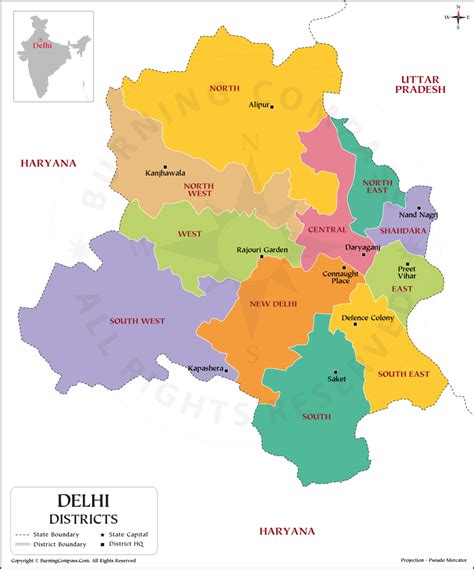 Delhi District Map Delhi Political Map