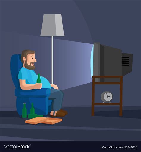 Cartoon Man Watching Tv Royalty Free Vector Image