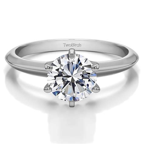 Twobirch Solitaire Engagement Rings 1 Carat Round Traditional Style