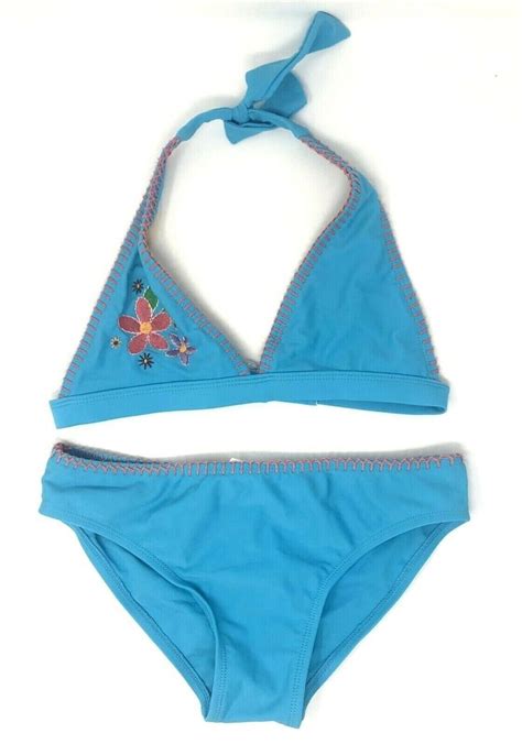 sand n sun girls aqua bikini swimsuit youth medium 7 8 ebay in 2022 bikinis tropical
