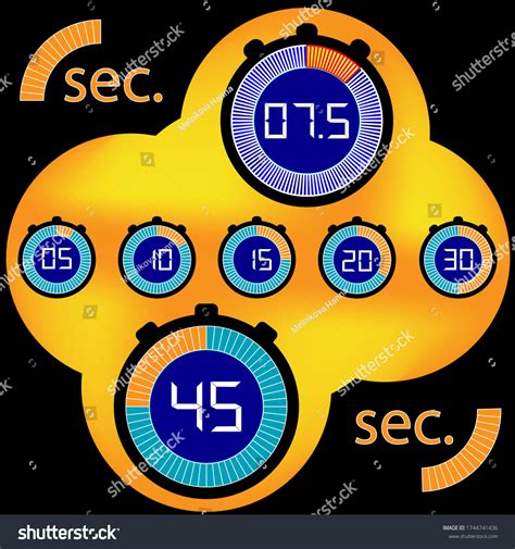 Set Icons Stopwatch Timer Digital Countdown Stock Vector Royalty Free