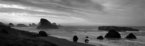 Oregon Coast Panorama Black And White Photograph By Twenty Two North
