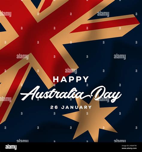 Happy Australia Day Banner With Background Realistic Australia Flag