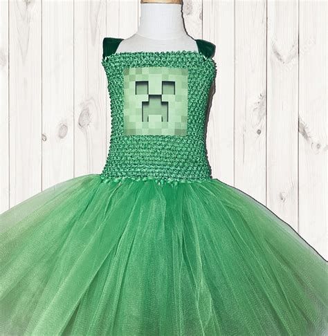 Creeper Minecraft Tutu Party Dress With Cotton Lined Top Etsy