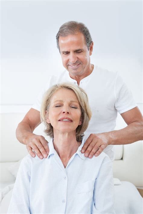 Man Massaging Woman S Shoulder Stock Image Image Of Brown Painful 34952393