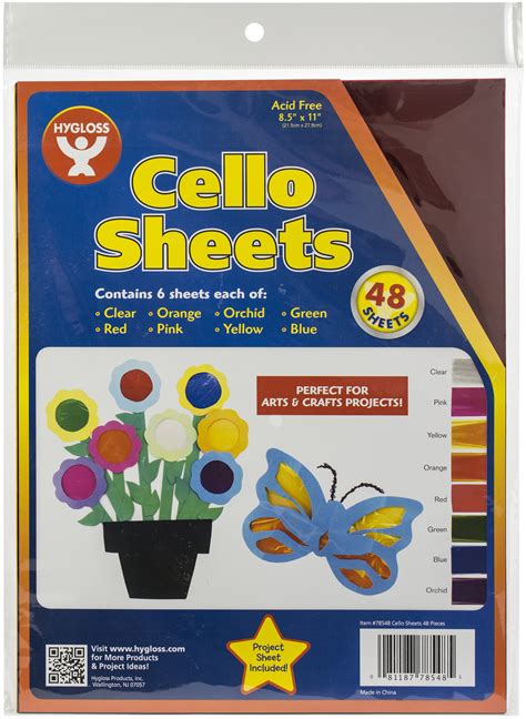 Hygloss Cello Sheets 85x11 48pkg 6 Each Of 8 Colors Ebay