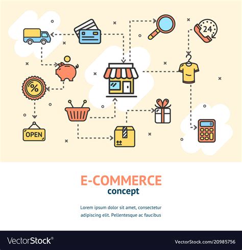 E Commerce Concept Banner Card Royalty Free Vector Image