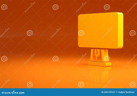 Yellow Computer Monitor Screen Icon Isolated On Orange Background