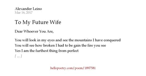 To My Future Wife By Alexander Daniel Hello Poetry