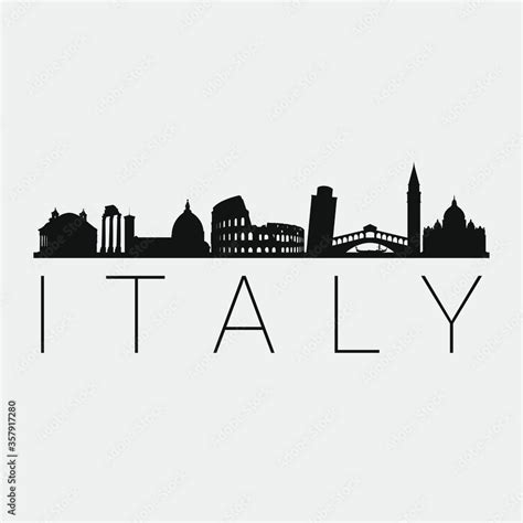 Italy Skyline Silhouette City Design Vector Famous Monuments Tourism