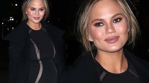 chrissy teigen flashes nipples in sheer panel dress as she steps out in new york mirror online