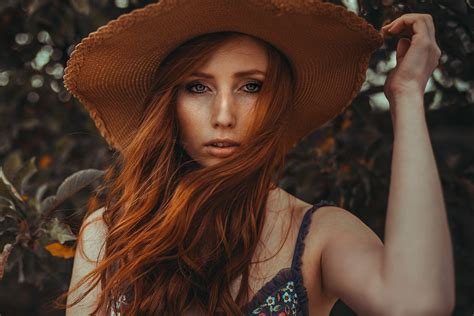 2048x1365 Woman Redhead Girl Model Face Blue Eyes Wallpaper
