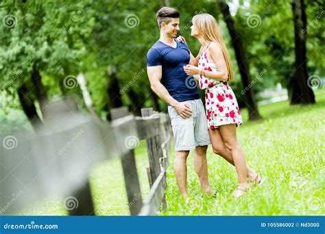 Happy Couple Loving Each Other Outdoors Stock Photo Image Of Adult