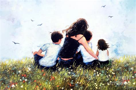 Mother Two Sons And Daughter Hugging Painting By Vickie Wade Fine Art America