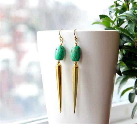 Turquoise Spike Earrings Wanelo Modern Earrings Modern Bohemian