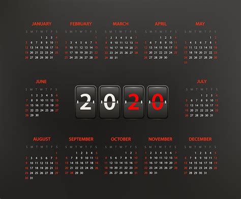 Premium Vector 2020 Year Calendar Template Editable Layout