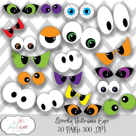 Spooky Halloween Eyes Clip Art 20 Pngs 300 Dpi Instant Download Eye
