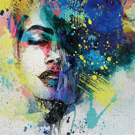 Modern Abstract Colourful Canvas Print Vibrant Woman Portrait