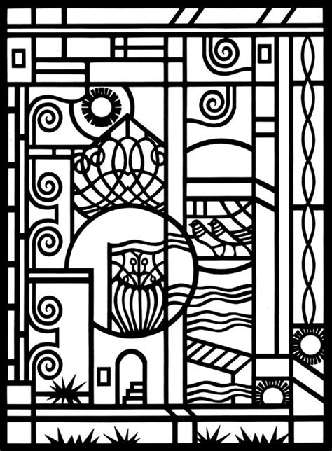 Art Deco Designs Stained Glass Coloring Page Adult Coloring Pages Pinterest Art Deco