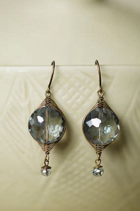 Handmade Faceted Crystal Herringbone Dangle Earrings Are Featured On