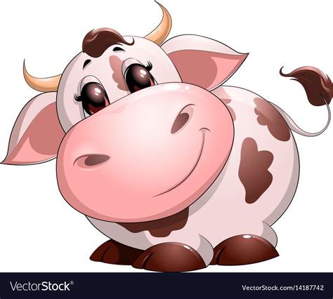 Cute Baby Cow Cartoon Royalty Free Vector Image