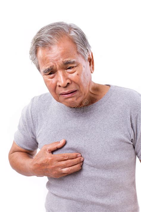 Sick Old Man Suffering From Heartburn Acid Reflux Stock Image Image