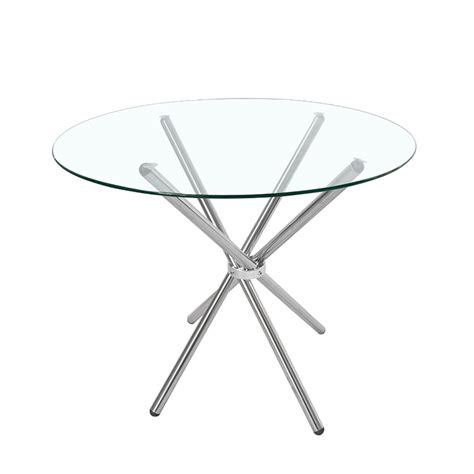 Round Stainless Steel Transparent Glass Top Dining Table China Dining