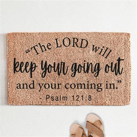 The Lord Will Keep Your Going Psalm Bible Verse Flocked Coir Etsy