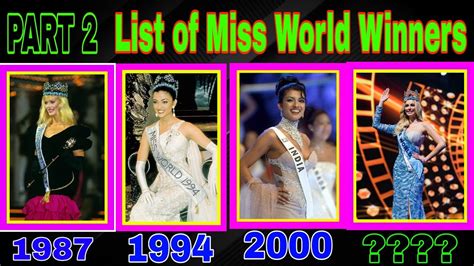 Part 2 All Miss World Winners 1951 2022 Youtube