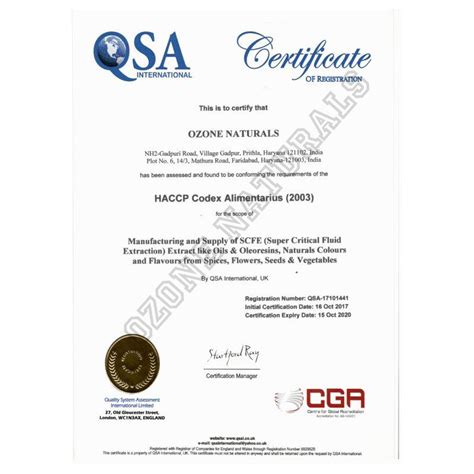 The icaew certificate in finance, accounting and business (icaew cfab) is an internationally. Ozone Naturals Certification : FSSAI, HACCP, MUI HALAL ...