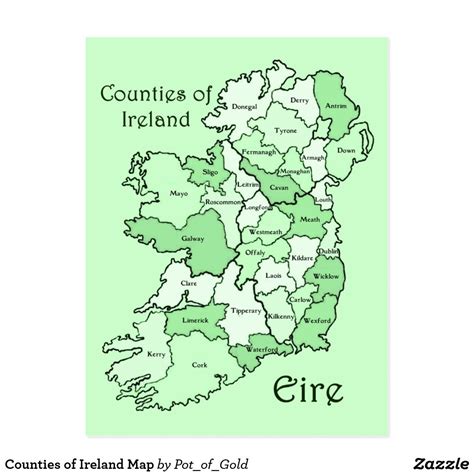 Counties of Ireland Map Postcard | Zazzle.com | Counties of ireland, Ireland map, Donegal ireland