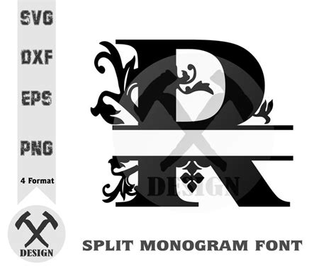 Split Monogram Svg Split Letters Svg Digital Laser Cut File Etsy