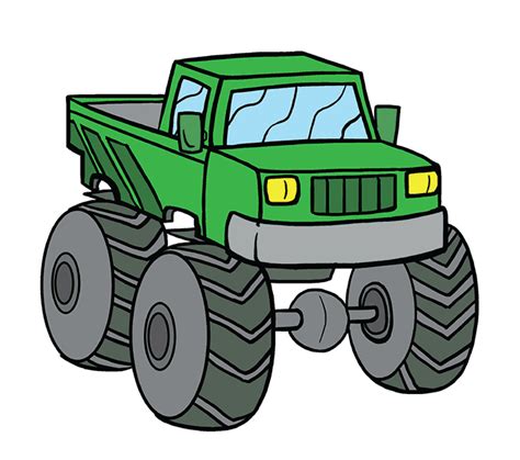 How To Draw A Monster Truck In A Few Easy Steps Easy Drawing Guides