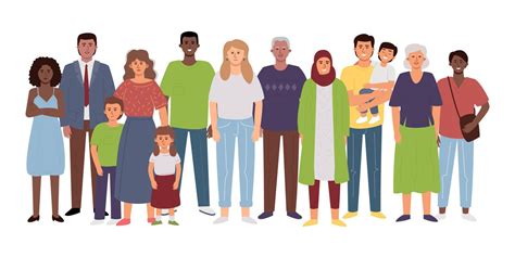 A Crowd Of Diverse People Neighbors Flat Vector Illustration