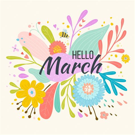Free Vector Hand Drawn Hello March Banner Or Background