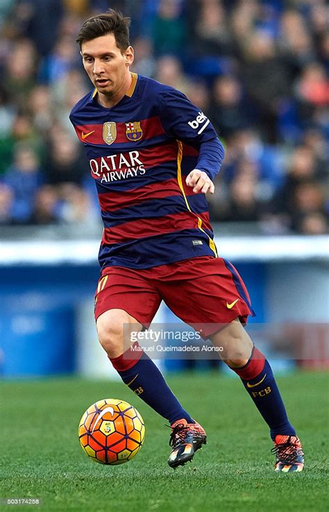 List of spanish la liga balls. Lionel Messi of Barcelona runs with the ball during the La ...