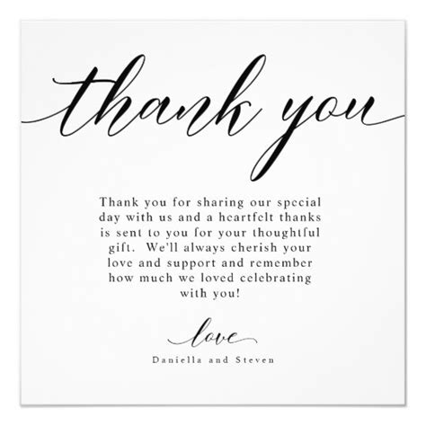 Some etiquette experts say that writing the number confirms that you received the correct amount in full. Classic Script Calligraphy Wedding Thank You Card | Zazzle.com in 2020 | Thank you card wording ...