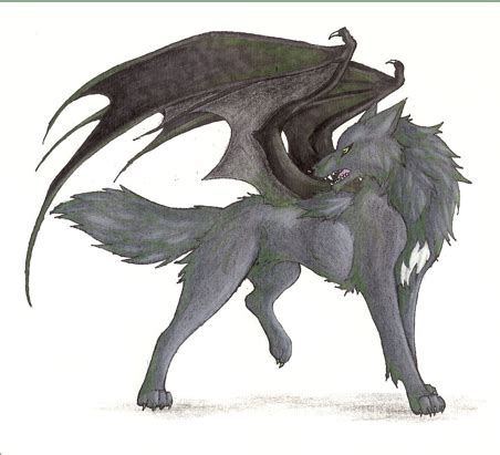 Demon Wolf With Wings Drawings