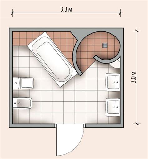This floor plan divides the bathroom into four sections, separated by a wall divider or glass panel. Personalized Modern Bathroom Design Created by Ergonomic ...