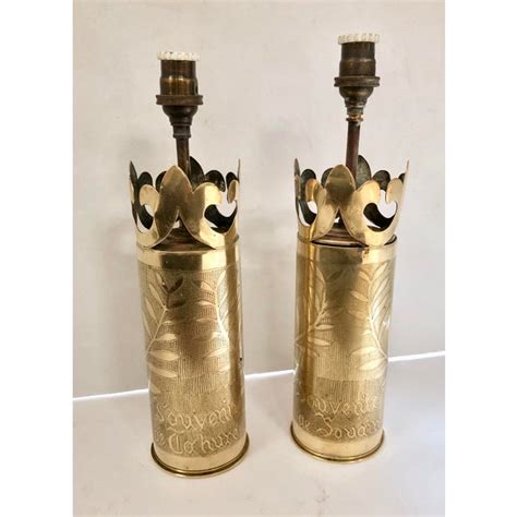 Trench Art World War Ii Artillery Case Brass Lamps A Pair Chairish