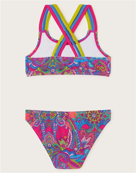 Paisley Frill Bikini Set Pink Girls Beach And Swimwear Monsoon Global