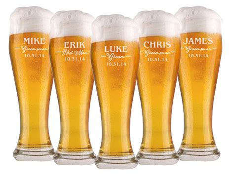 2 Groomsmen Pilsner Glasses Personalized Beer Glass Engraved Glasses Beer Mug Wedding Party