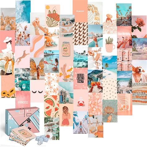 Buy Koll Decor Teal And Peach Wall Decor Aesthetic Wall Images Collage