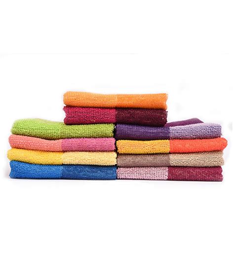 Set Of 10 Face Towels Handkerchief Size Multicolour Cotton Buy Set