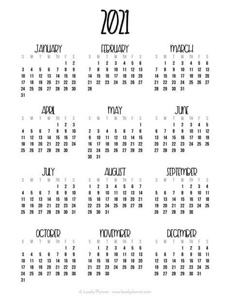 Hei 21 Grunner Til Small 2021 Calendar Printable The Free Printable