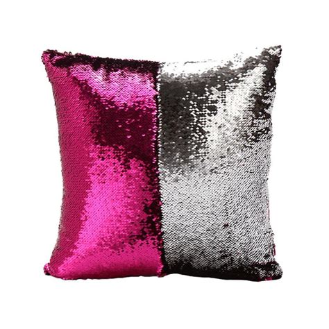 Mermaid Pillow Cover Fuchsiasilver Change Color Sequins Cushion