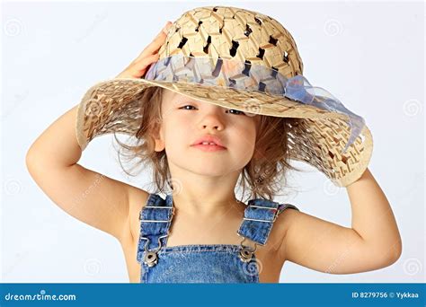 A Girl Is In A Hat Stock Photo Image Of Ribbon Little 8279756
